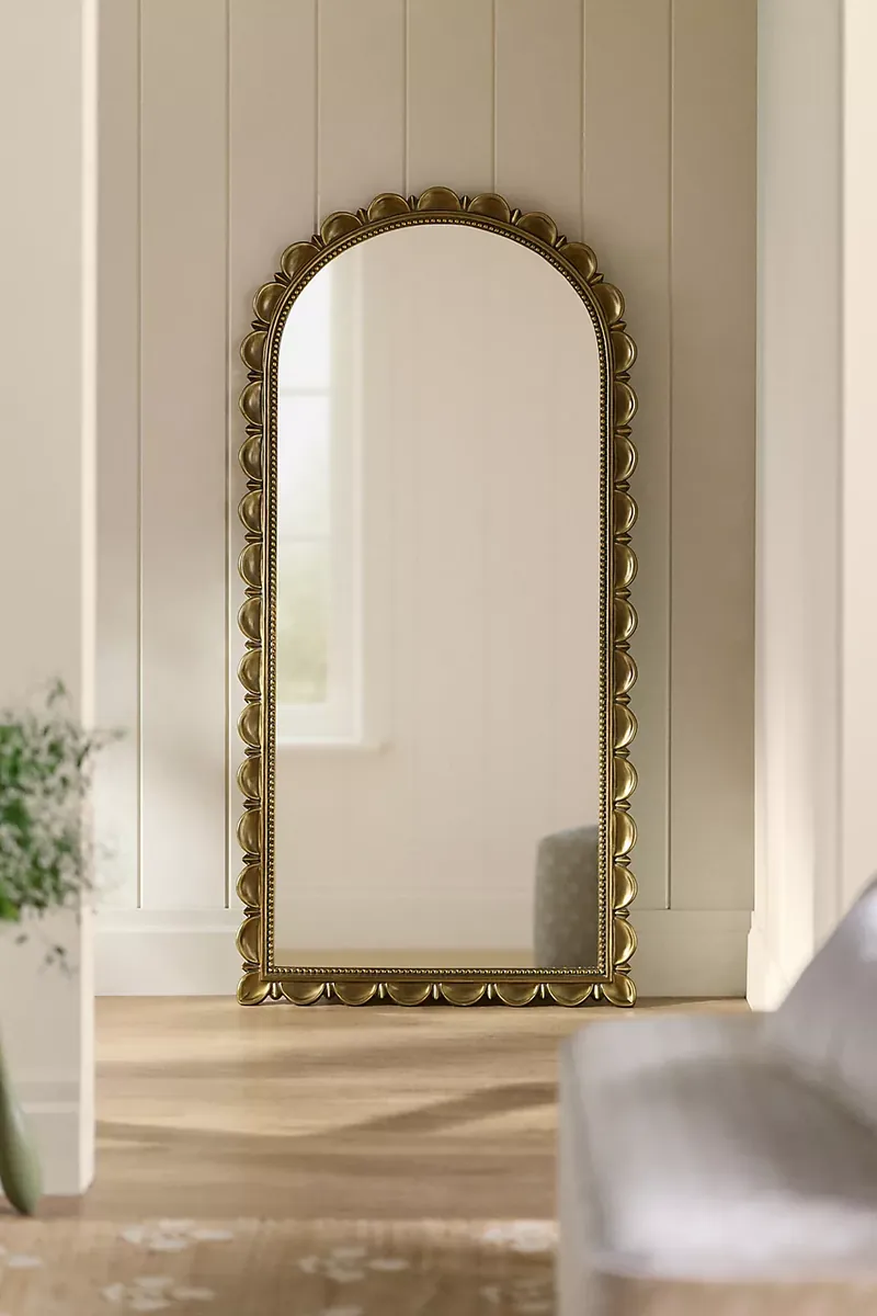 Scalloped Arched Floor Mirror