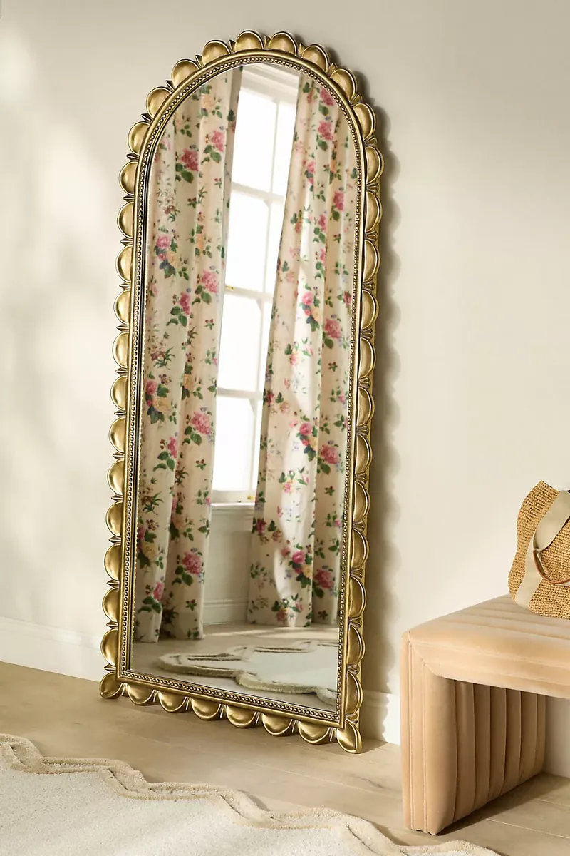 Scalloped Arched Floor Mirror
