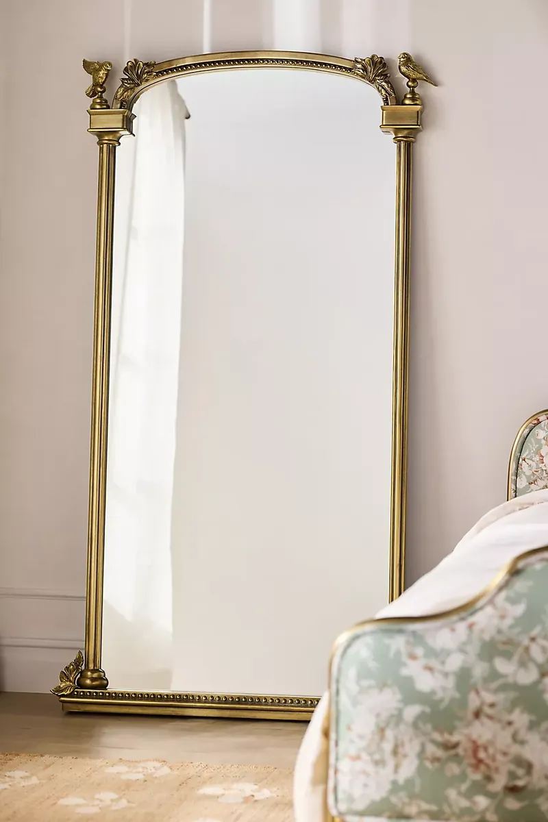 Bird Arched Floor Mirror